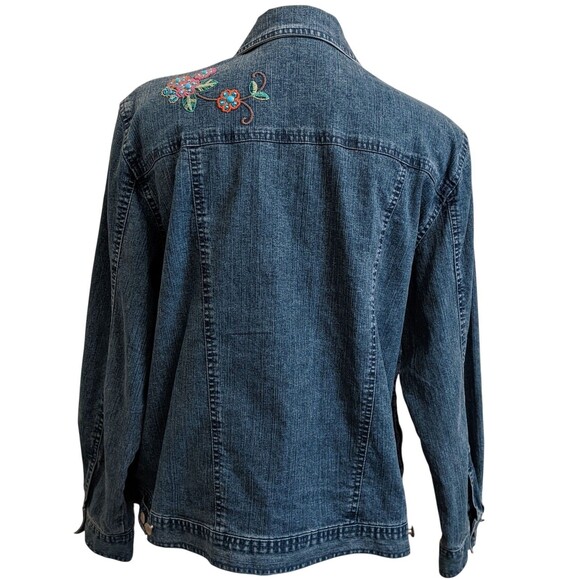 Denim Jacket Embroidered Beaded  Women Blue 14P - Picture 4 of 8